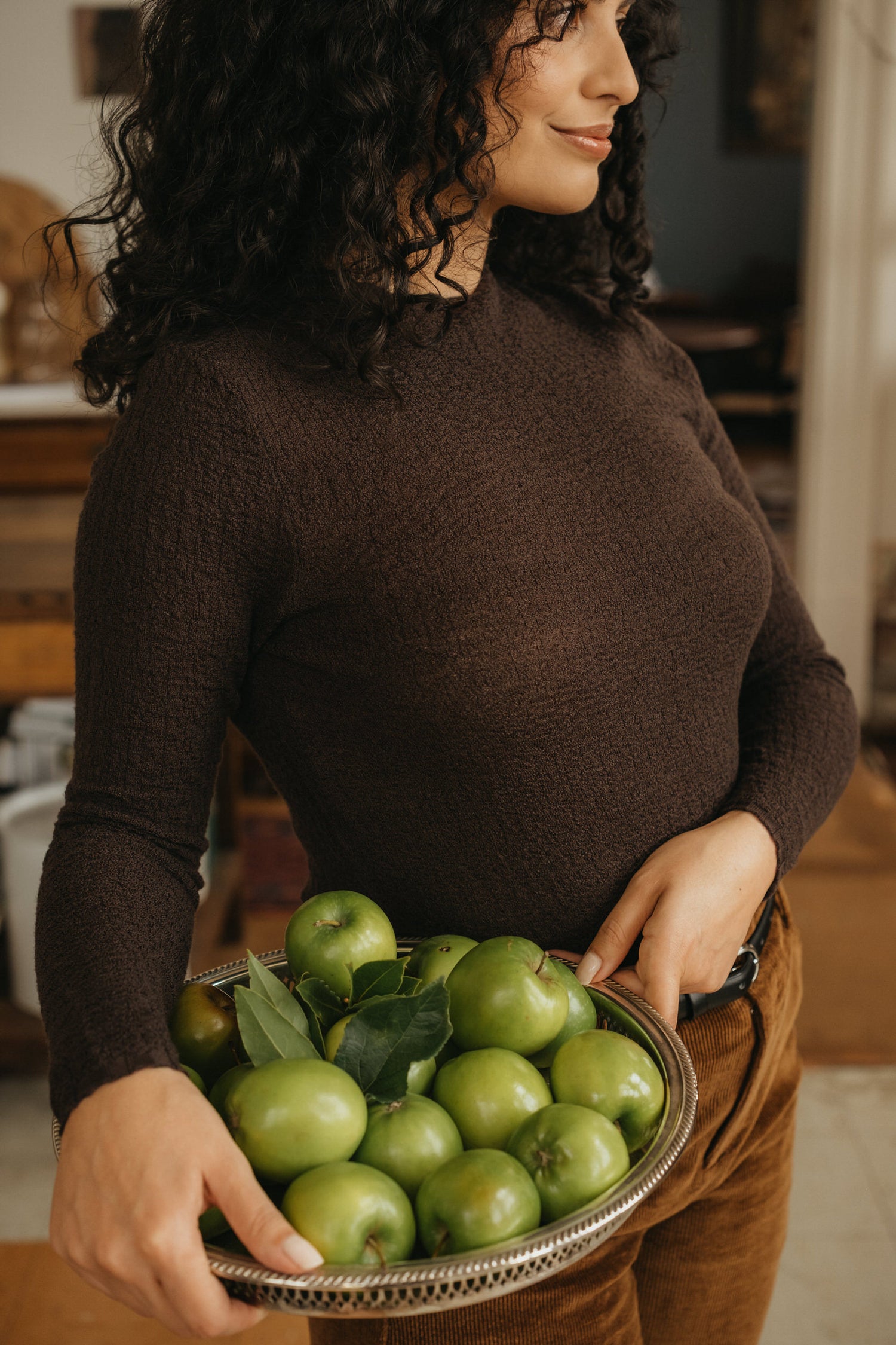 Montaigne Essential Superfine Lambswool Mock Nck Top Rich Brown1