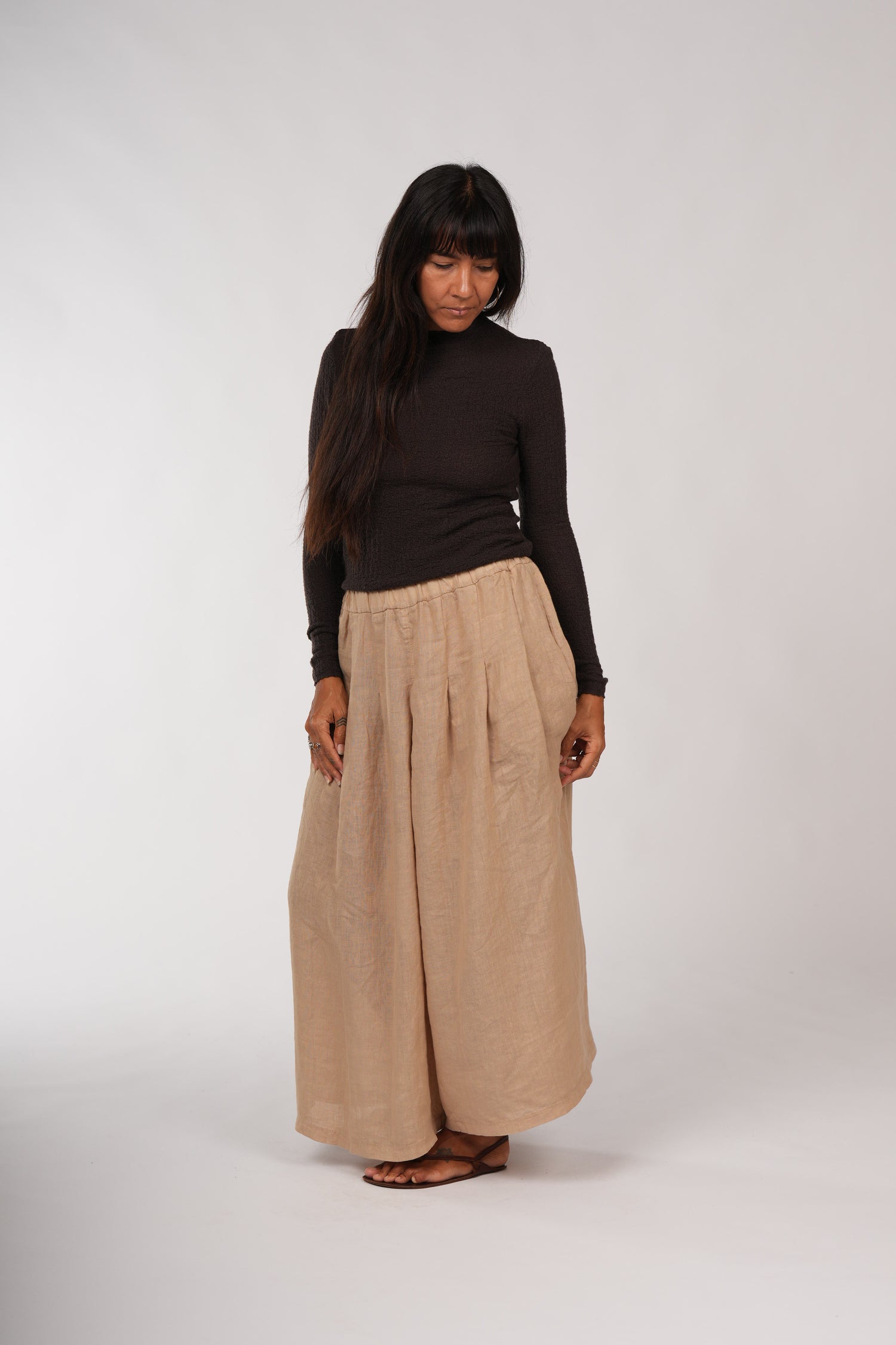 Montaigne Essential Superfine Lambswool Mock Neck Top Rich Brown2