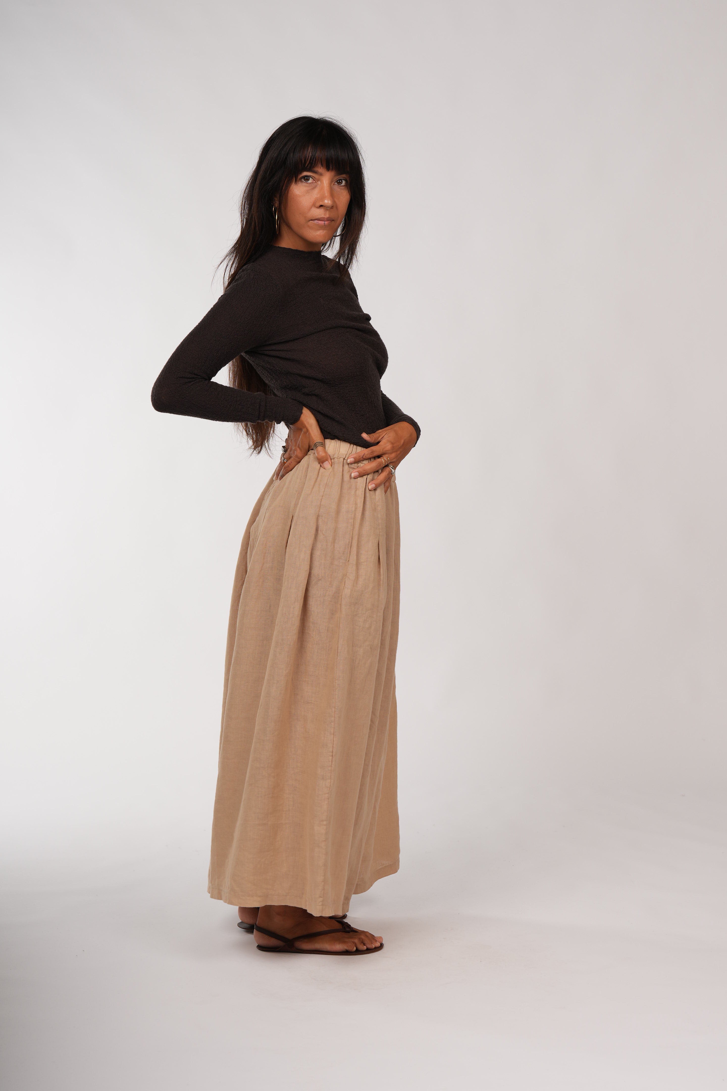 Montaigne Essential Superfine Lambswool Mock Neck Top Rich Brown3