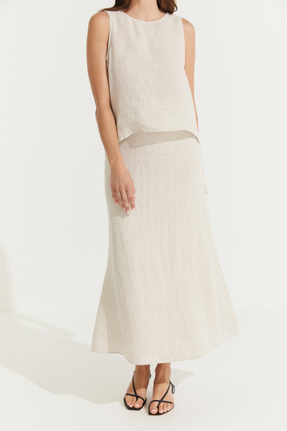Montaigne Francie Full-Length Linen Maxi Skirt Natural1
