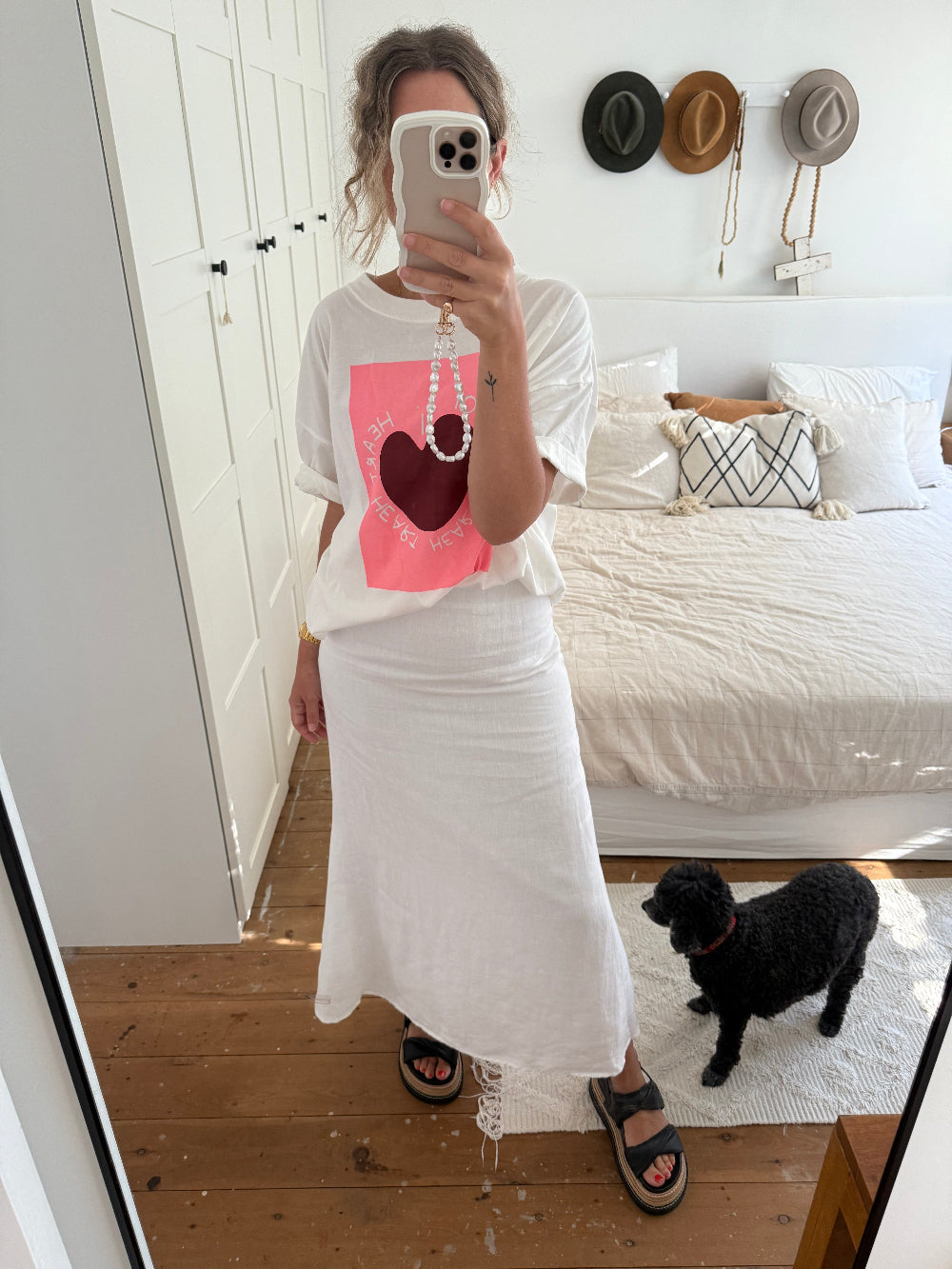 Montaigne Francie Full-Length Linen Maxi Skirt White