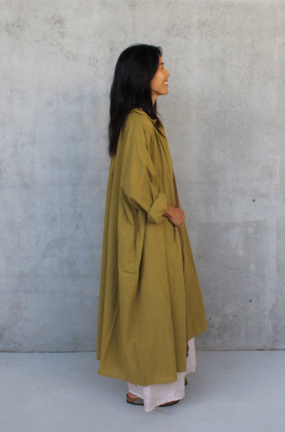 Montaigne Frederic Oversized Cotton Shirt Dress Moss1