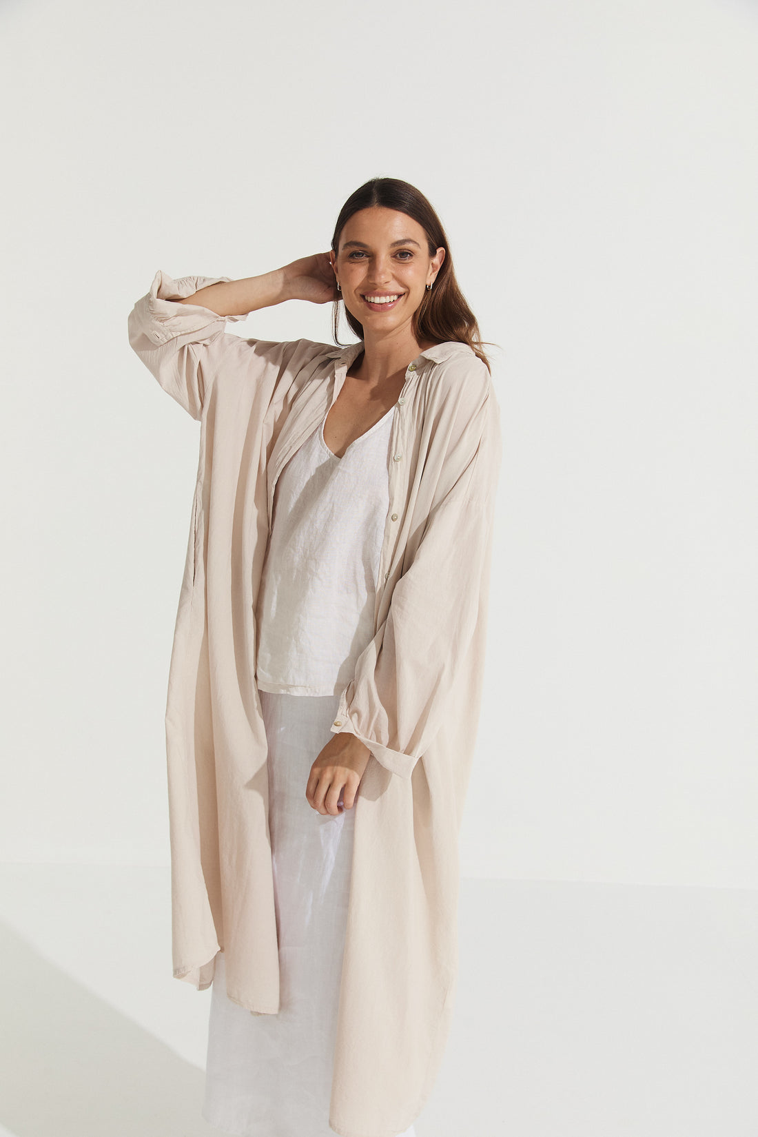 Montaigne Frederic Oversized Cotton Shirt Dress Natural