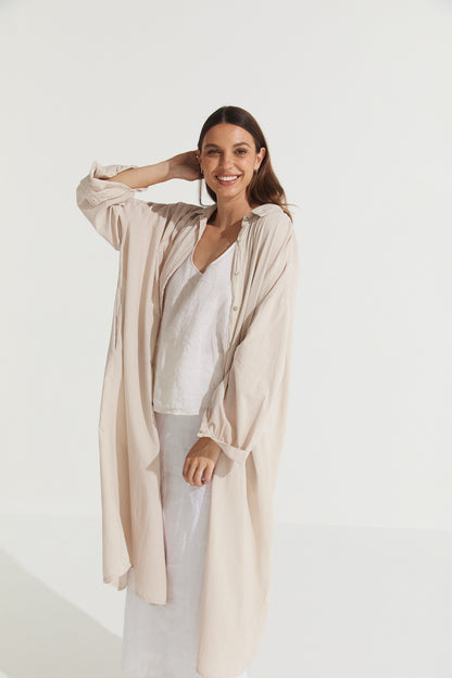 Montaigne Frederic Oversized Cotton Shirt Dress Natural