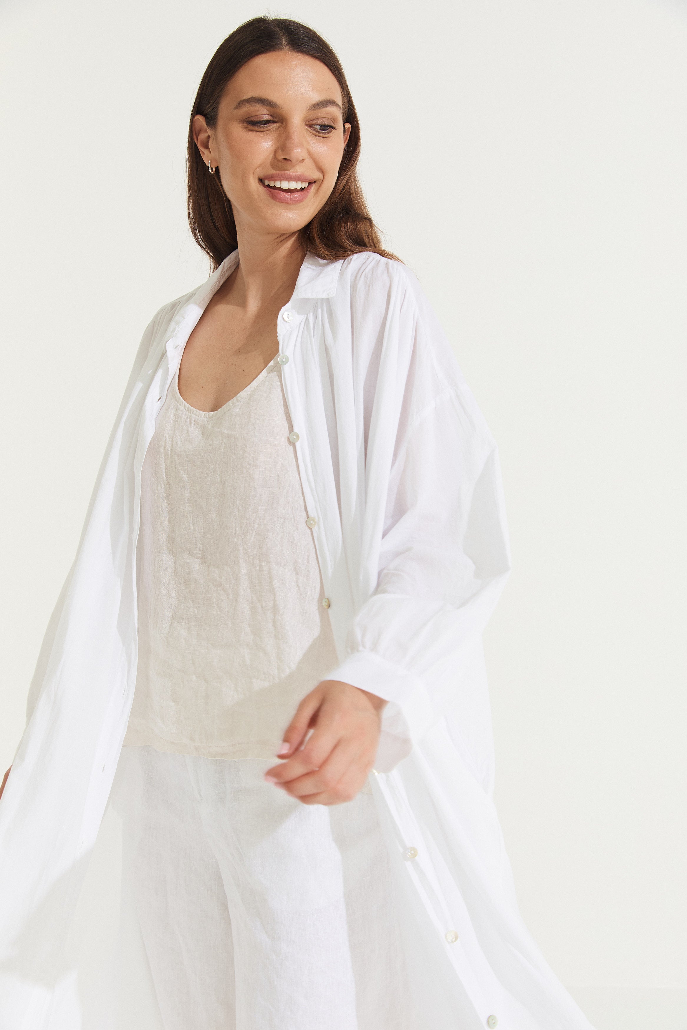 Montaigne Frederic Oversized Cotton Shirt Dress White2