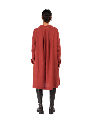 Montaigne French Linen Button-Through Jacket - Peter Pan Collar Burnt Sienna2