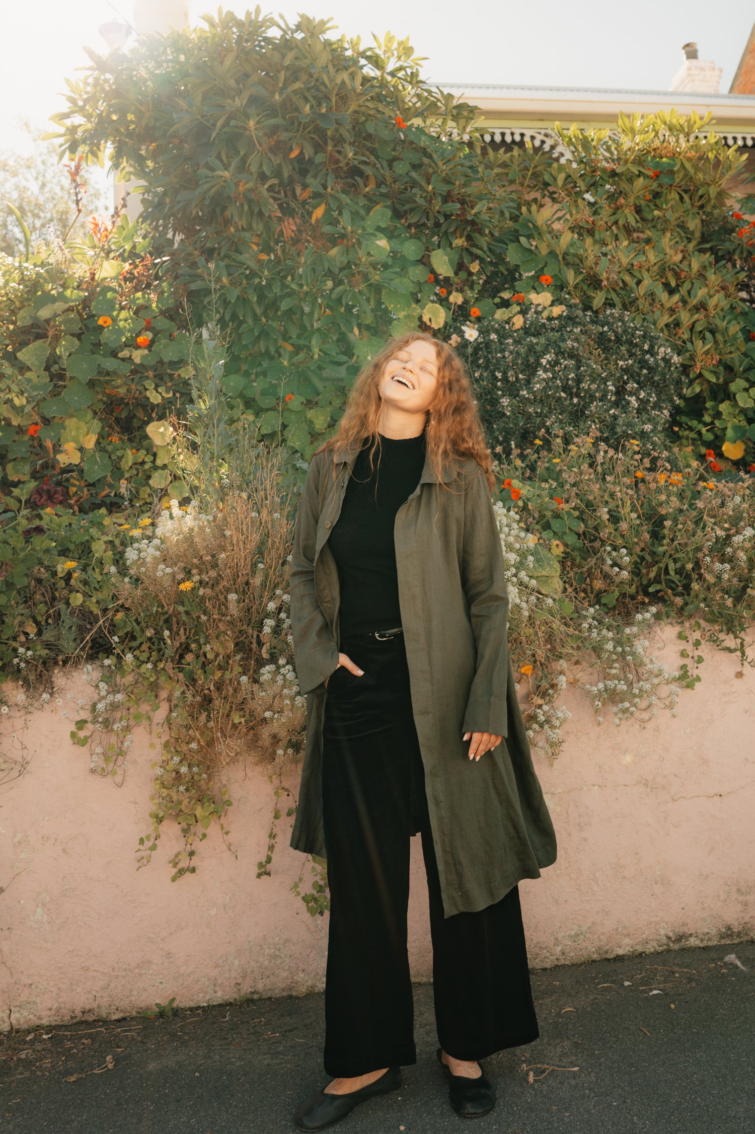 Montaigne French Linen Button-Through Jacket - Peter Pan Collar Khaki