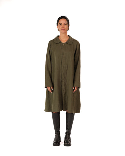 Montaigne French Linen Button-Through Jacket - Peter Pan Collar Khaki2