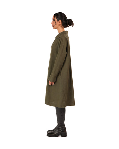 Montaigne French Linen Button-Through Jacket - Peter Pan Collar Khaki3