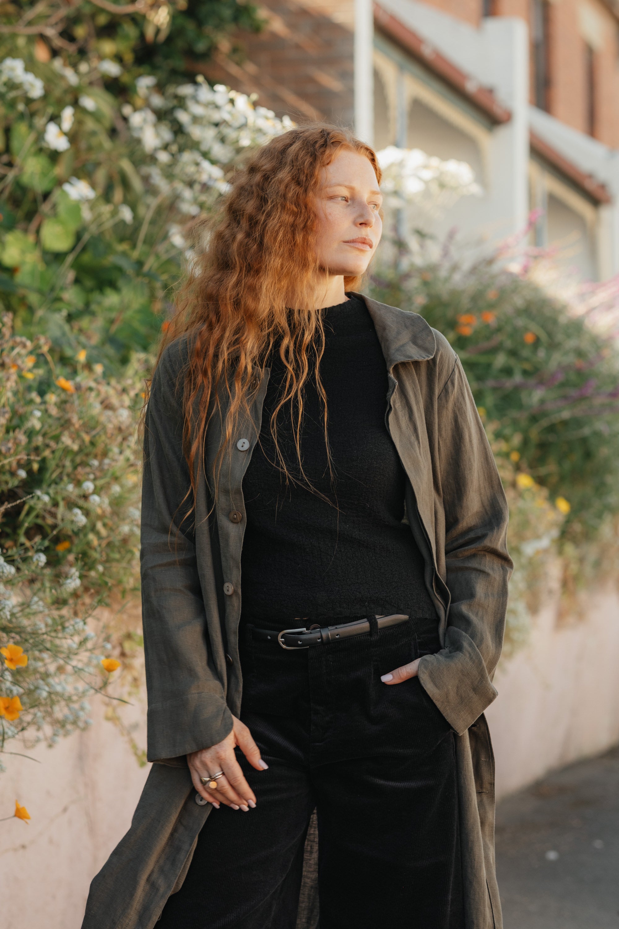 Montaigne French Linen Button-Through Jacket - Peter Pan Collar Khaki4