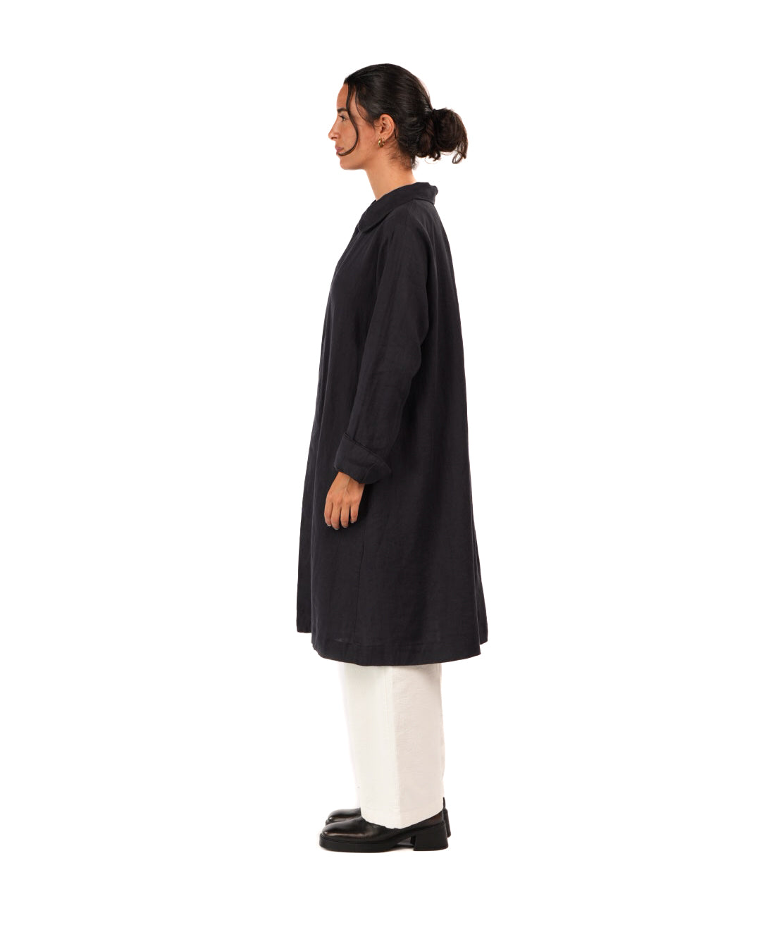Montaigne French Linen Button-Through Jacket - Peter Pan Collar Navy3