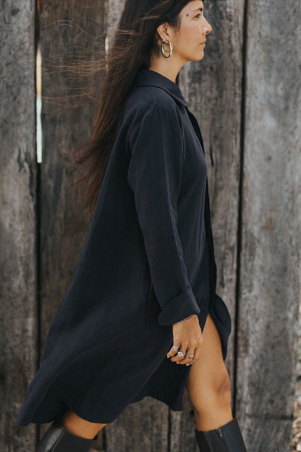 Montaigne French Linen Button-Through Jacket - Peter Pan Collar Navy8