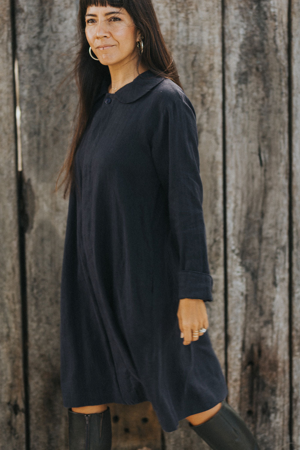 Montaigne French Linen Button-Through Jacket - Peter Pan Collar Navy9