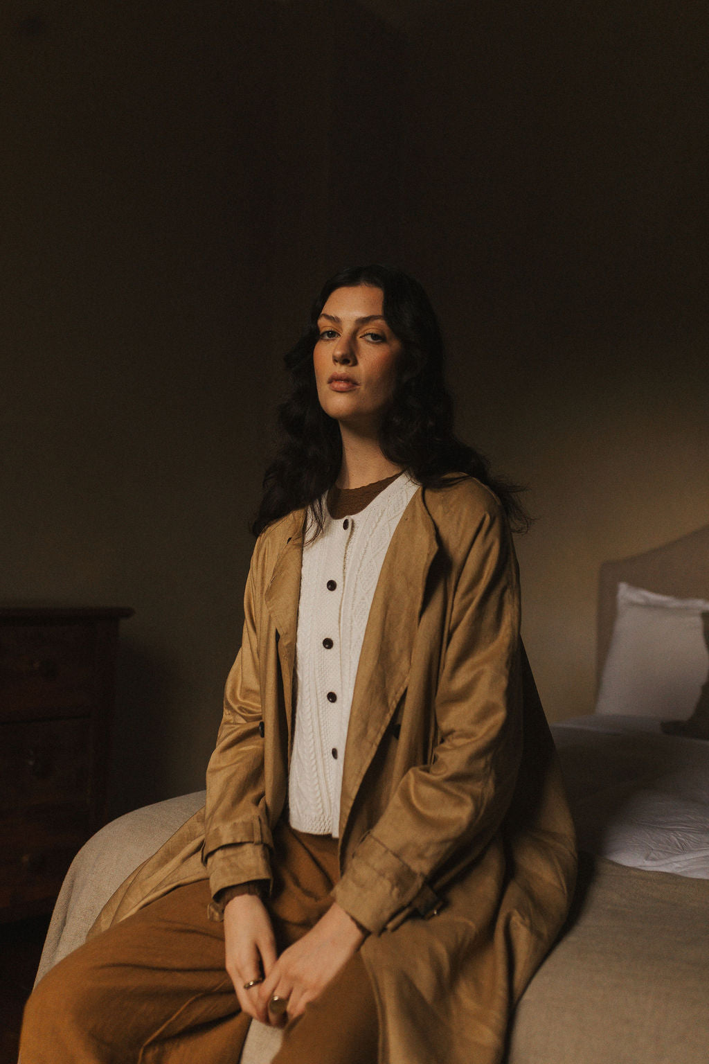 Montaigne French Linen Collarless Peacoat Camel10