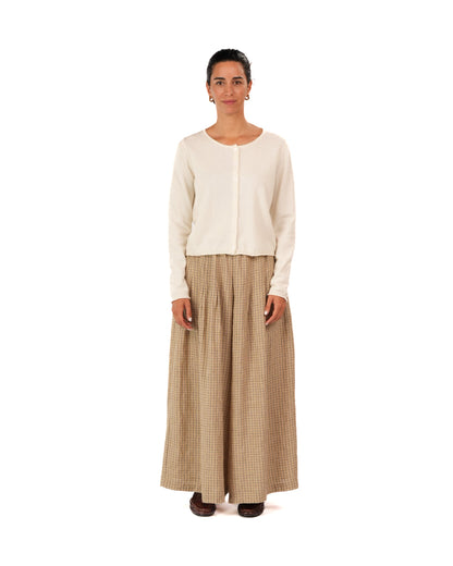 Montaigne French Linen Culottes in Beige/Brown Check5