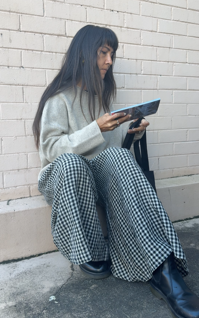 Montaigne French Linen Culottes In Black Gingham2