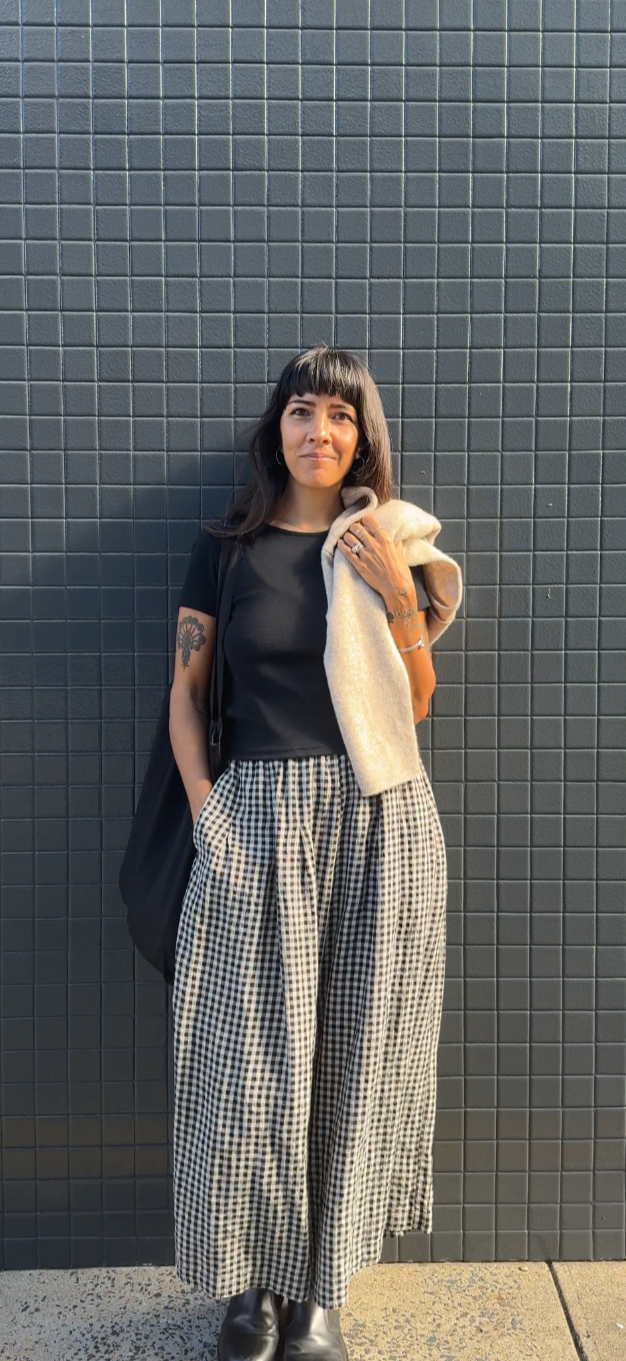 Montaigne French Linen Culottes In Black Gingham3