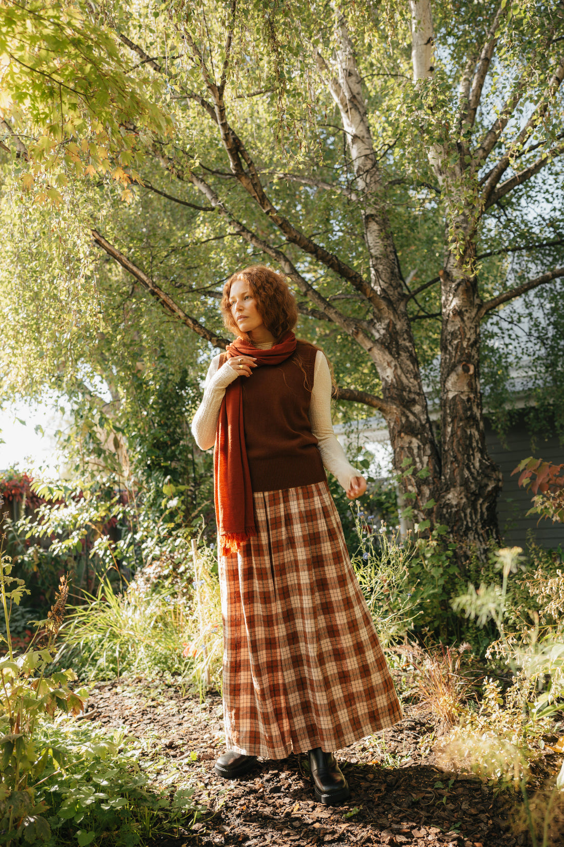 Montaigne French Linen Culottes in Clay Check