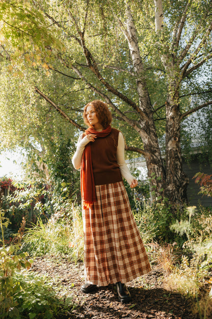 Montaigne French Linen Culottes in Clay Check
