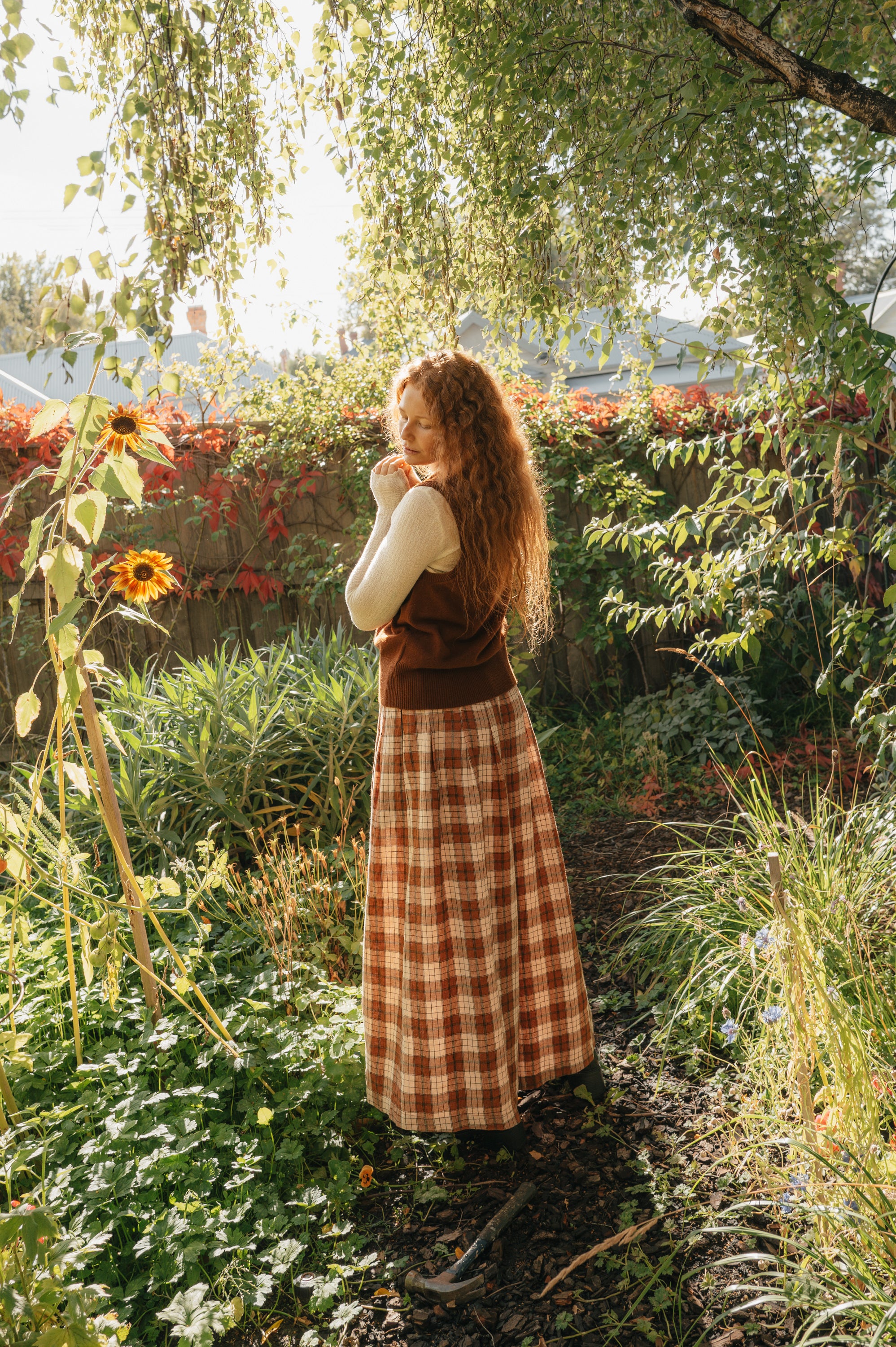 Montaigne French Linen Culottes in Clay Check1