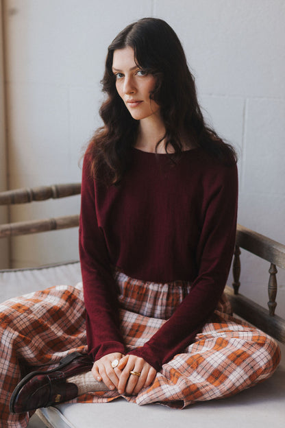 Montaigne French Linen Culottes in Clay Check5
