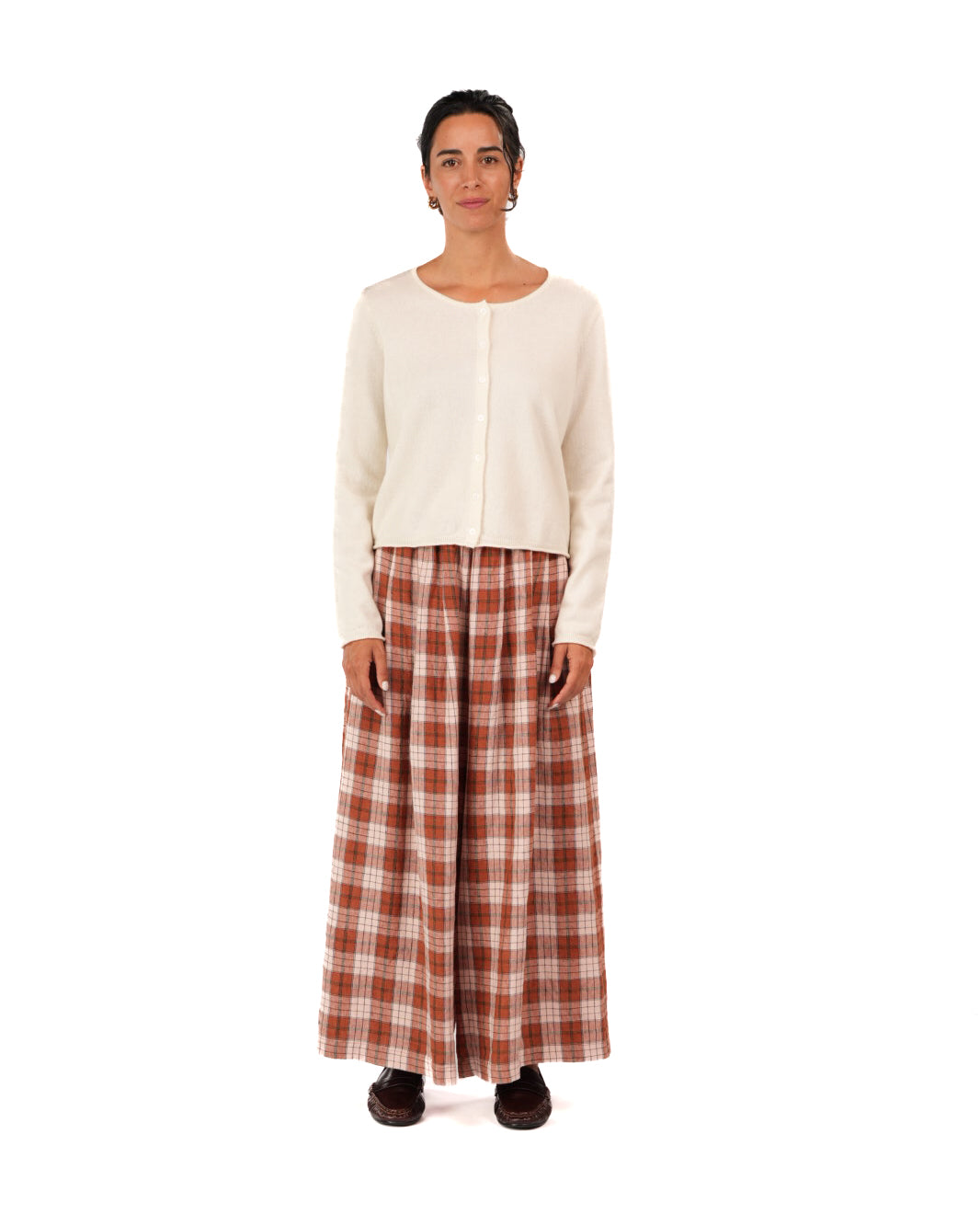 Montaigne French Linen Culottes in Clay Check6