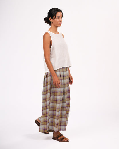 Montaigne French Linen Culottes in Pistachio Check2