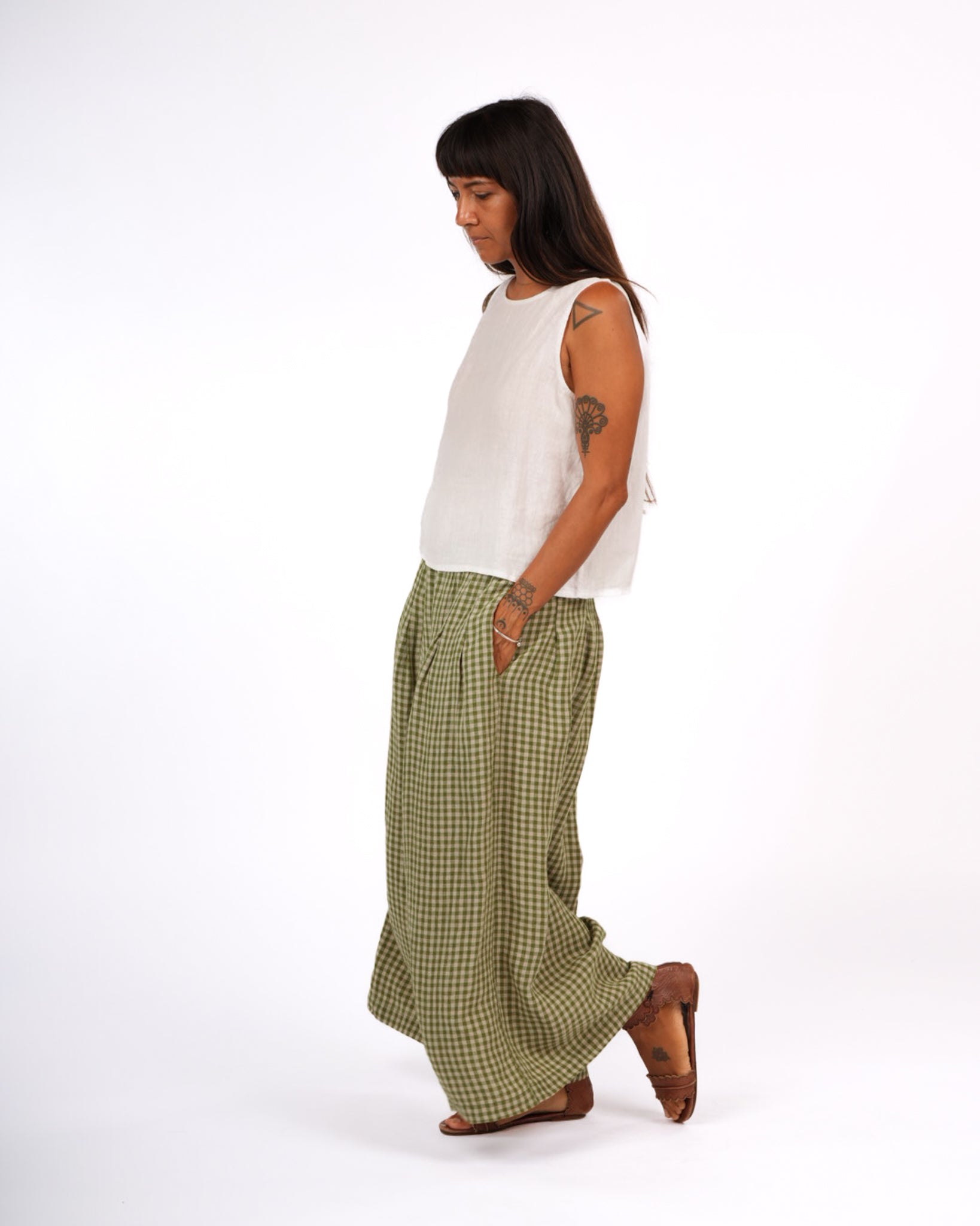 French Linen Culottes in Gingham