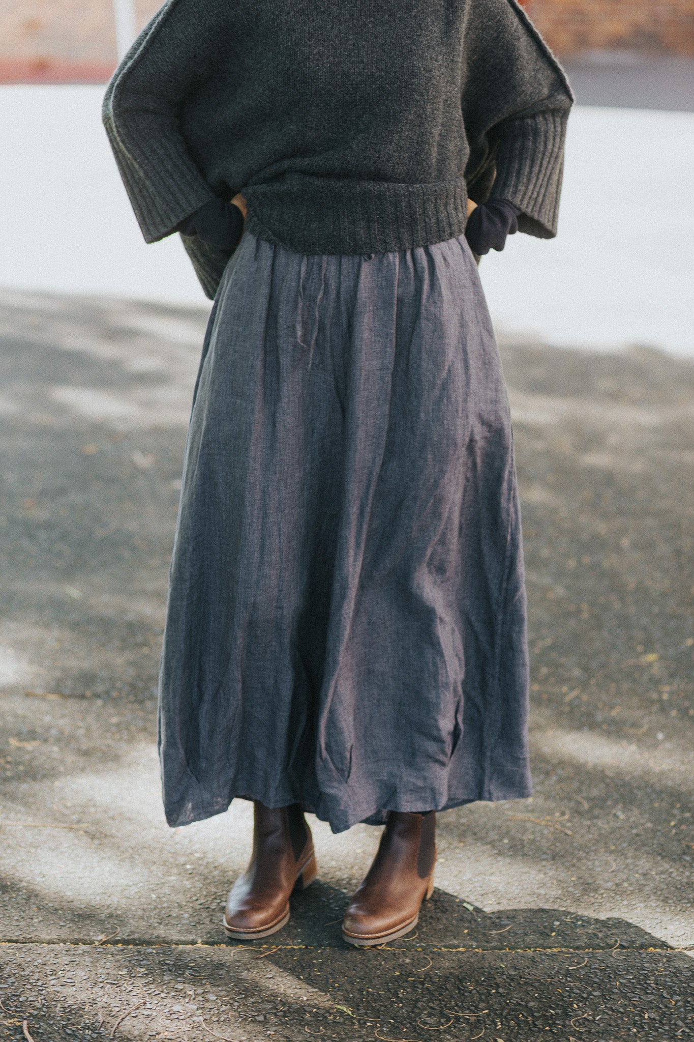 Eadie French Linen Pants with Drawstring
