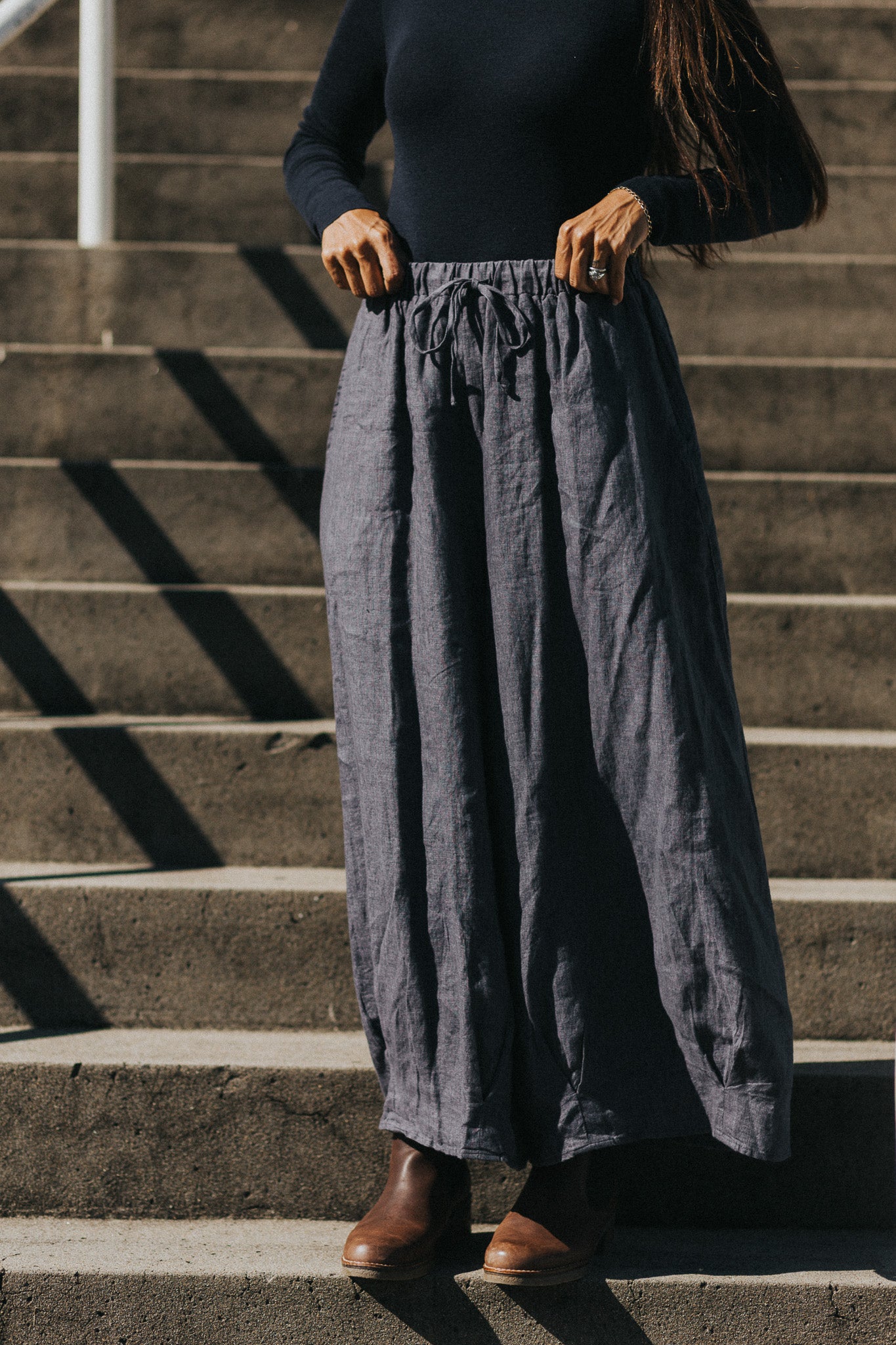 Montaigne French Linen Pants Drawstring Inked