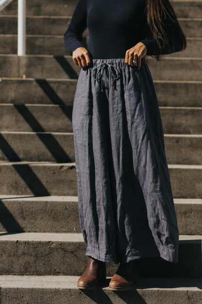 Montaigne French Linen Pants Drawstring Inked