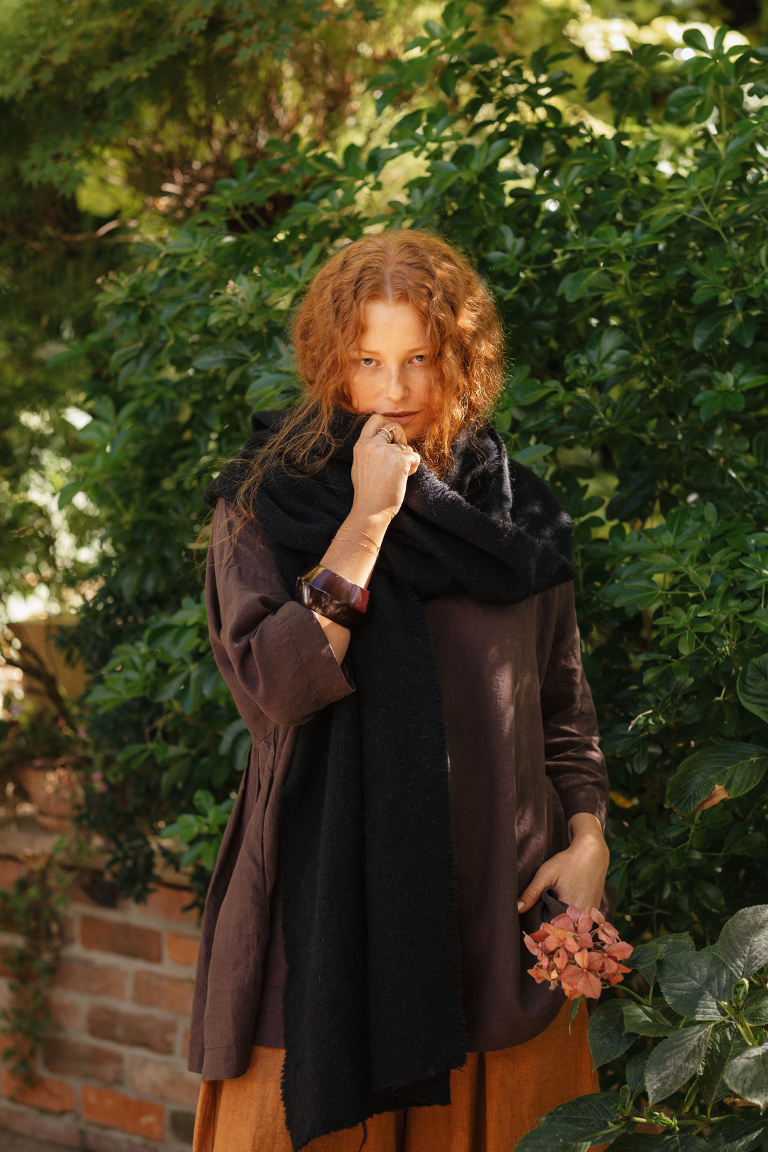 Montaigne French Linen Tunic Top Rich Brown2