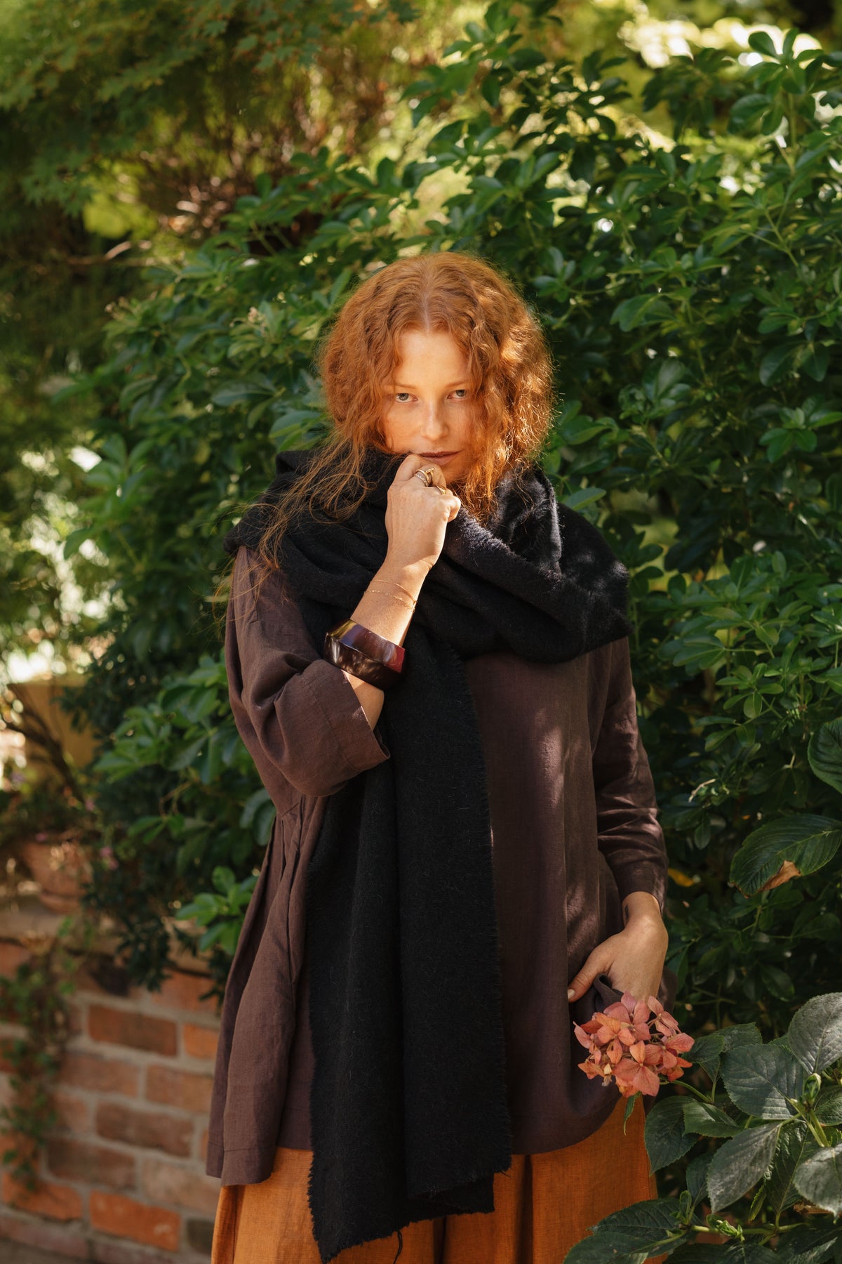 Montaigne French Linen Tunic Top Rich Brown2