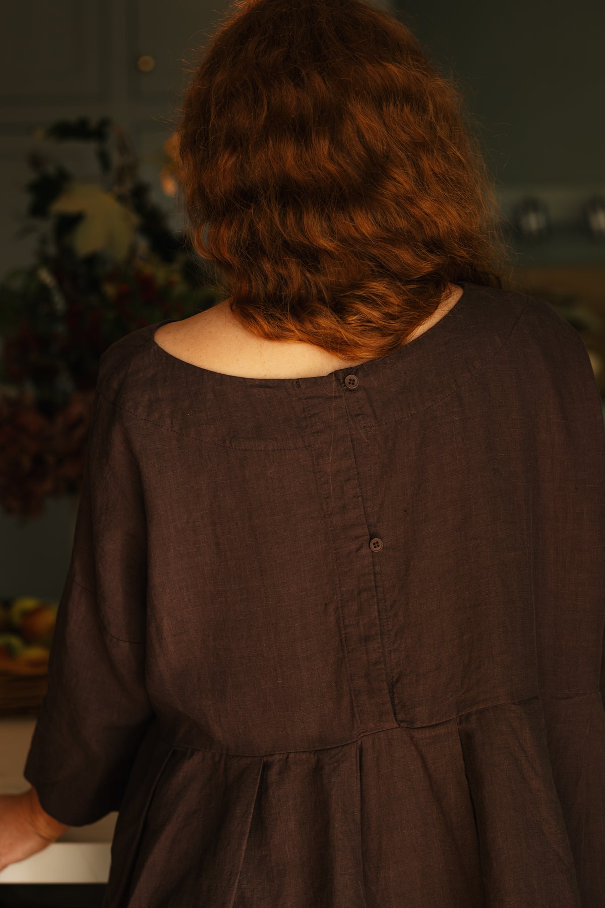 Montaigne French Linen Tunic Top Rich Brown3