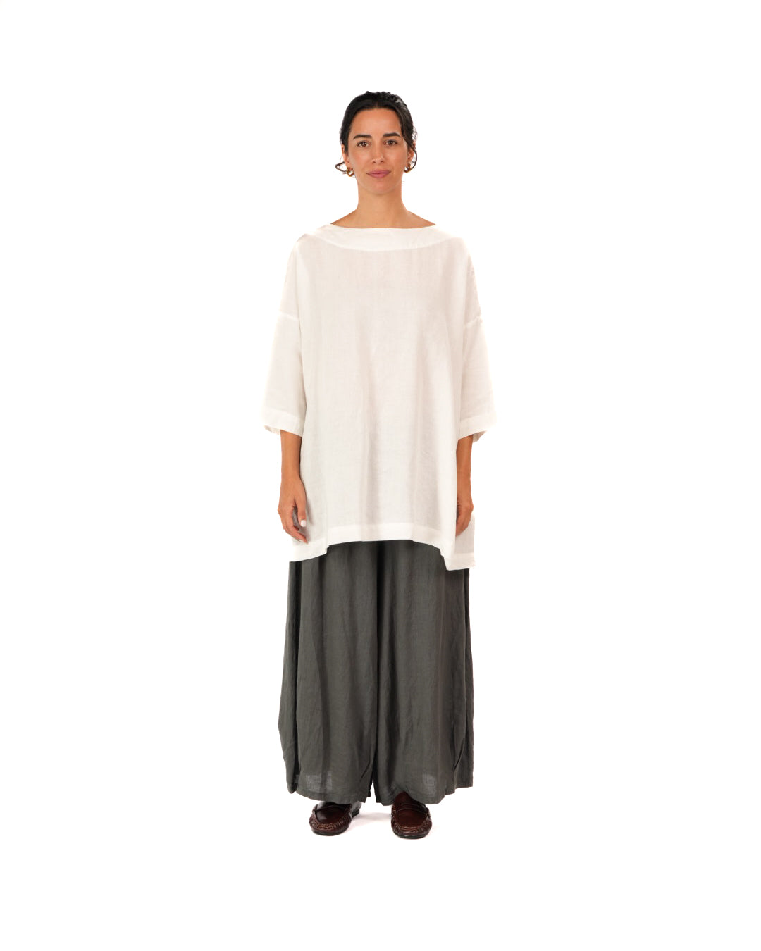 Montaigne French Linen Tunic Top White2