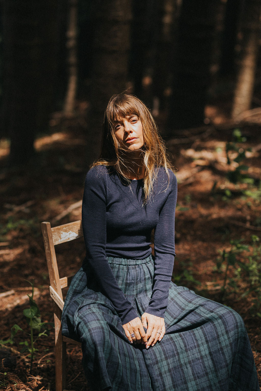 Montaigne Freya French Linen Pants Tartan Blue7
