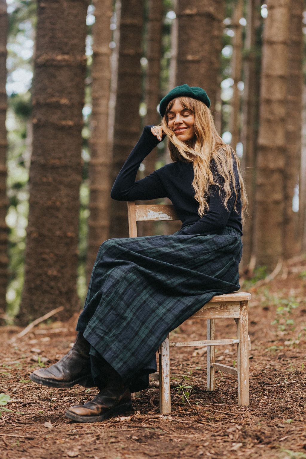 Montaigne Freya French Linen Pants Tartan Blue9