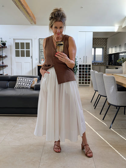 Montaigne Full Asymmetrical Cotton Poplin Skirt