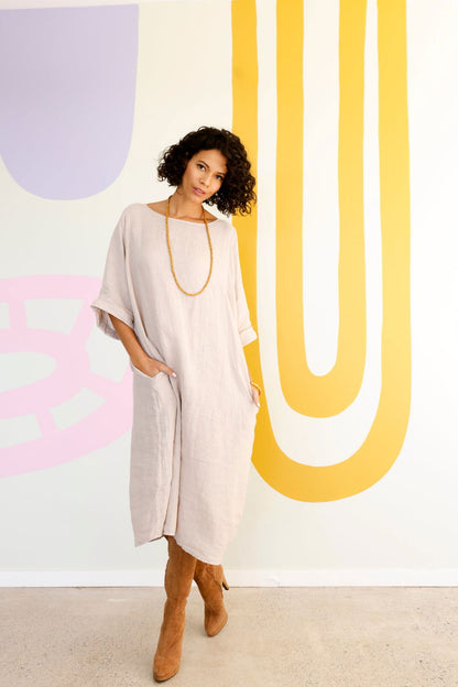 Montaigne Gaella Linen Shift Dress Natural1