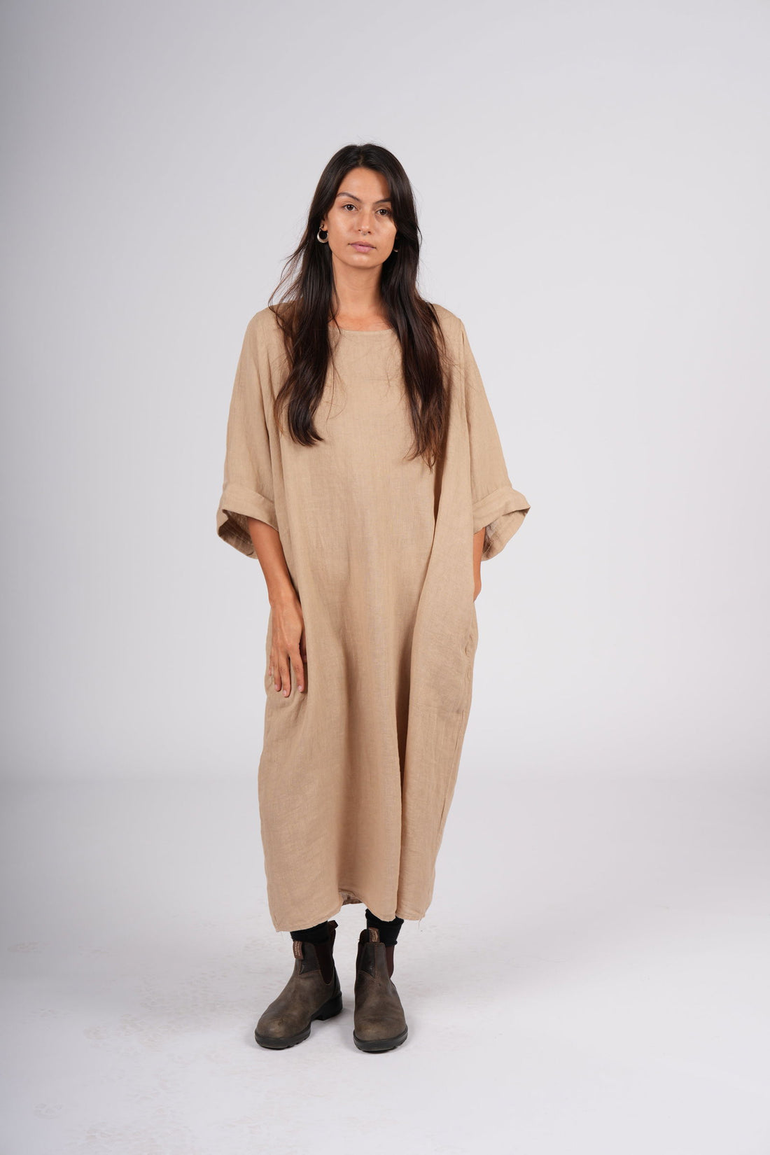 Montaigne Gaella Linen Shift Dress Ocre