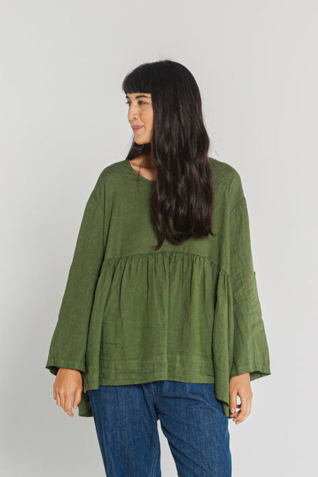 Montaigne Gaugin Linen Top Forest Green