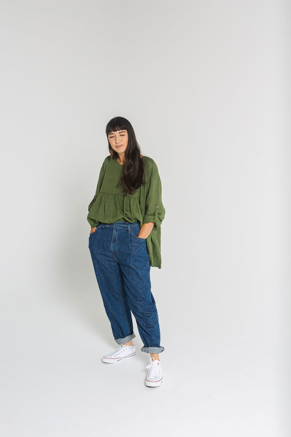 Montaigne Gaugin Linen Top Forest Green3