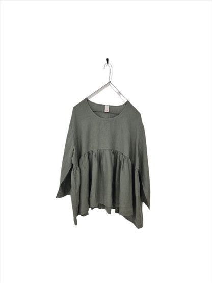 Montaigne Gaugin Linen Top Khaki