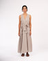 Montaigne Genevieve Wrap-Around French Linen Dress In Natural Houndstooth
