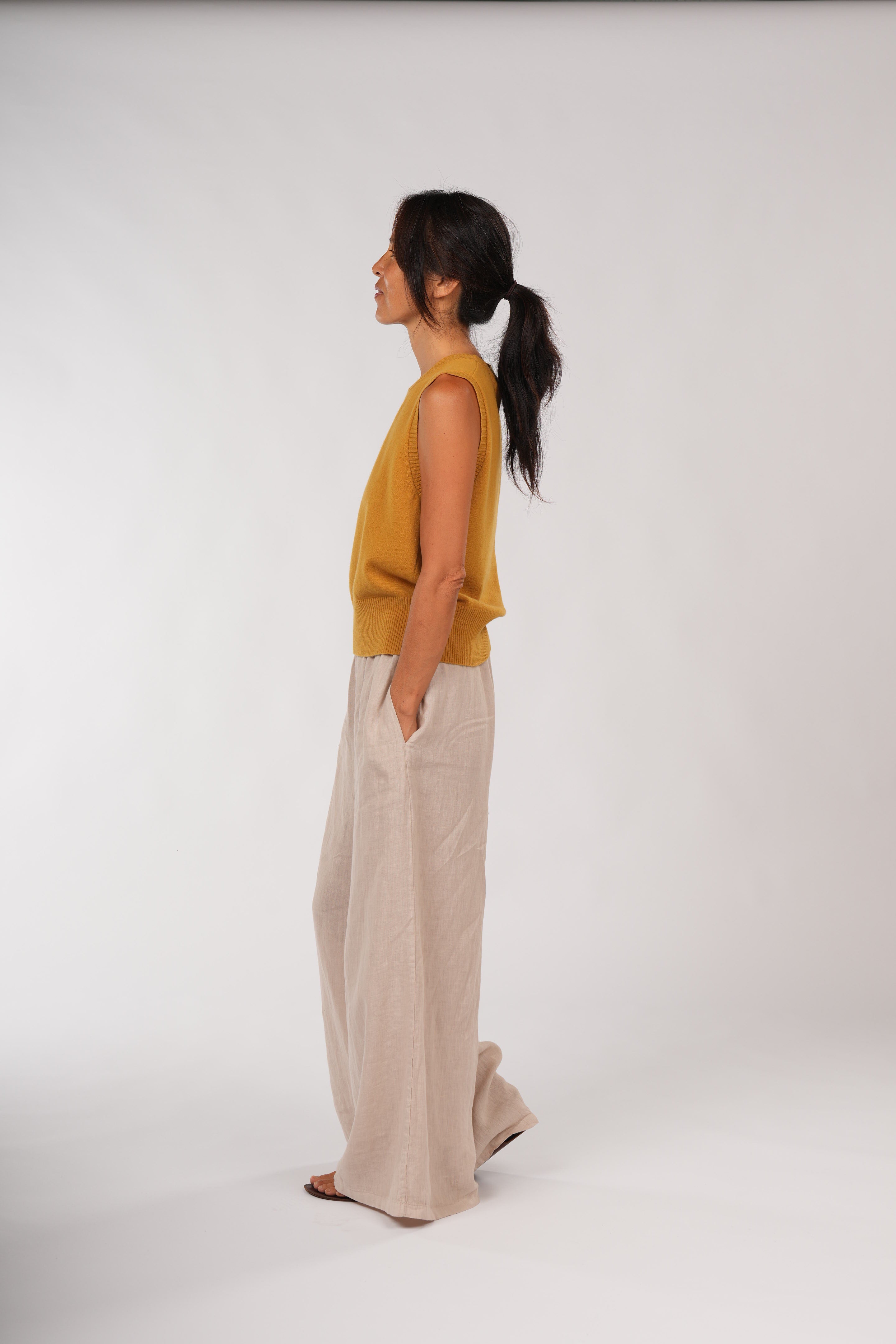 Montaigne Gigi 100% New Zealand Lambswool Vest Mustard