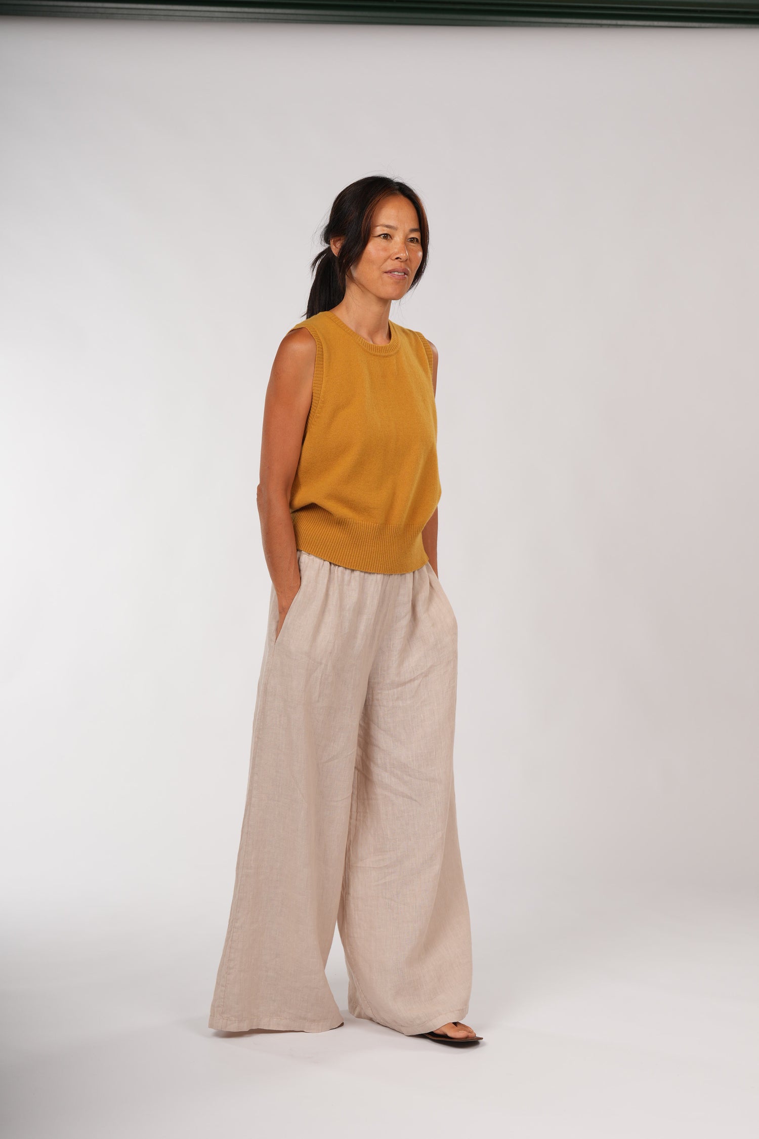 Montaigne Gigi 100% New Zealand Lambswool Vest Mustard2