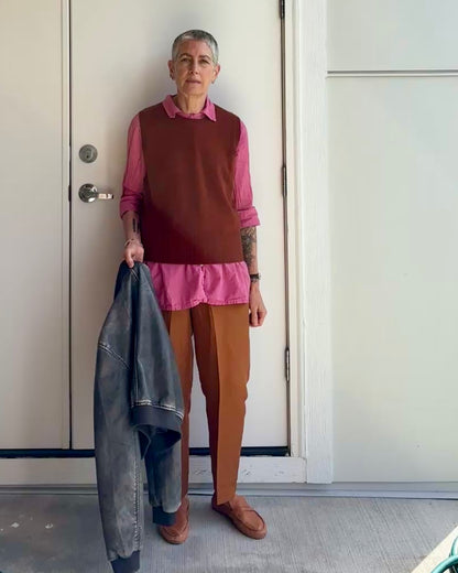 Montaigne Gigi 100% New Zealand Lambswool Vest Rust4