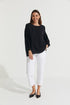 Montaigne Gina Linen Long Sleeve Top Black