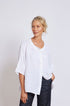 Montaigne Hepburn Linen Button Up Top White
