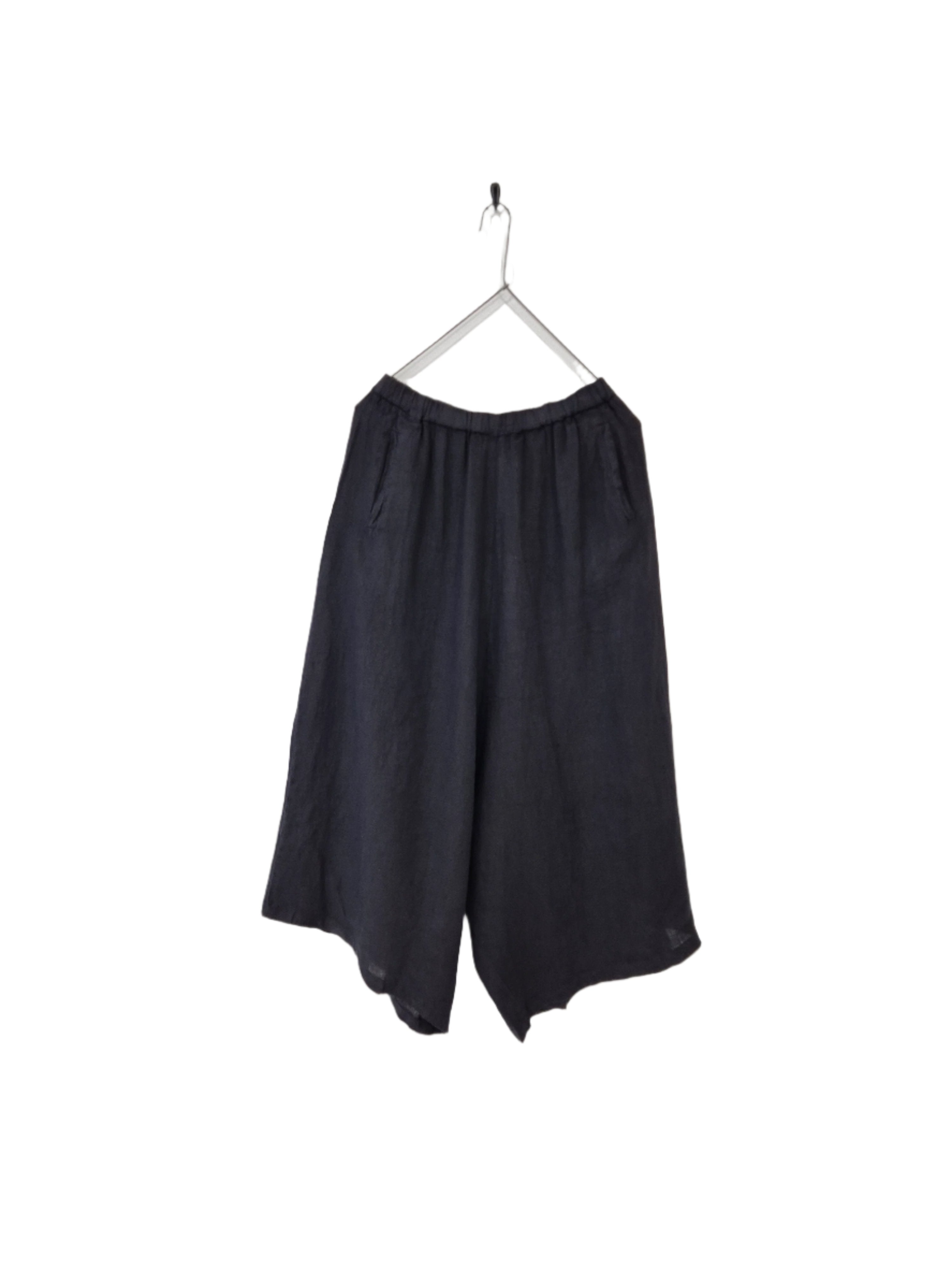 Montaigne Holly Wide Leg Linen Pants Navy1